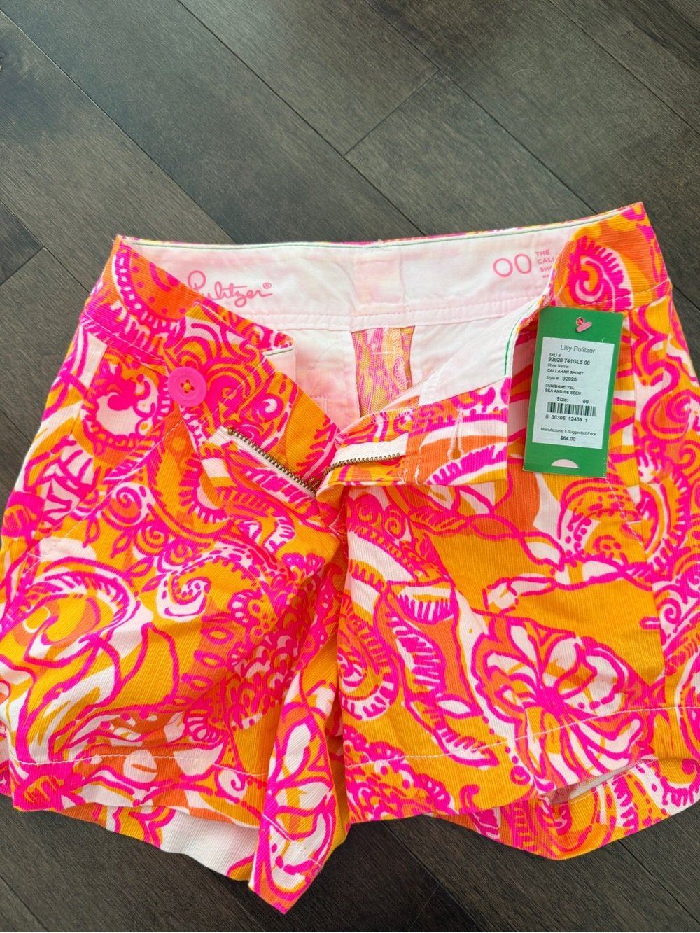 Lilly Pulitzer Vibrant Pink & Orange Printed High-Waist Shorts